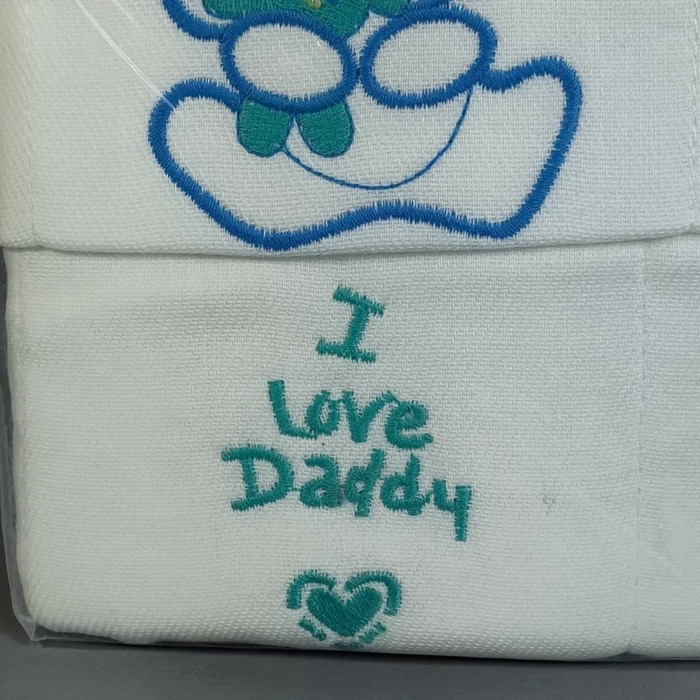 Vintage Gerber Diaper Burp Cloths Lap Pad 100% Cotton I Love Mommy / Daddy NEW